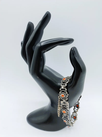 Silberarmband mit Blutkoralle, 18 cm