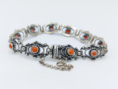 Silberarmband mit Blutkoralle, 18 cm