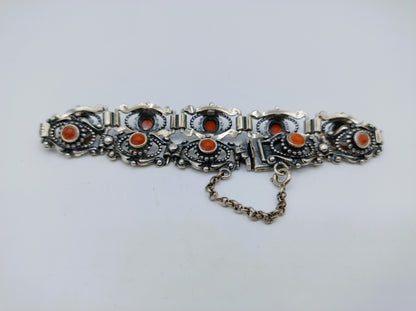 Silberarmband mit Blutkoralle, 18 cm