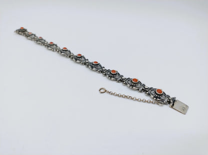 Silberarmband mit Blutkoralle, 18 cm