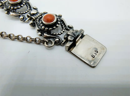 Silberarmband mit Blutkoralle, 18 cm