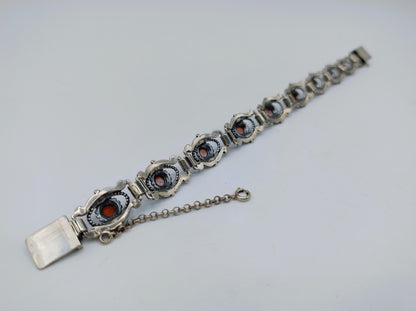 Silberarmband mit Blutkoralle, 18 cm