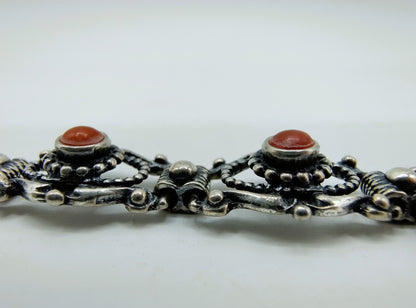 Silberarmband mit Blutkoralle, 18 cm