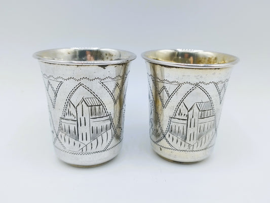 2 Zilveren kiddush cup, K. Peisakhov, Tula, ca. 1890