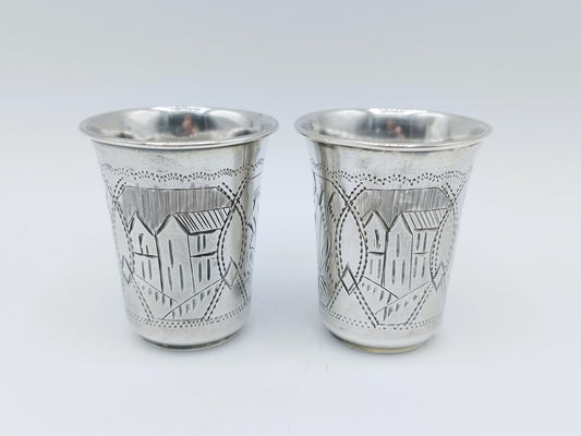 2 Silver kiddush cup, K. Peisakhov, Tula, ca. 1890