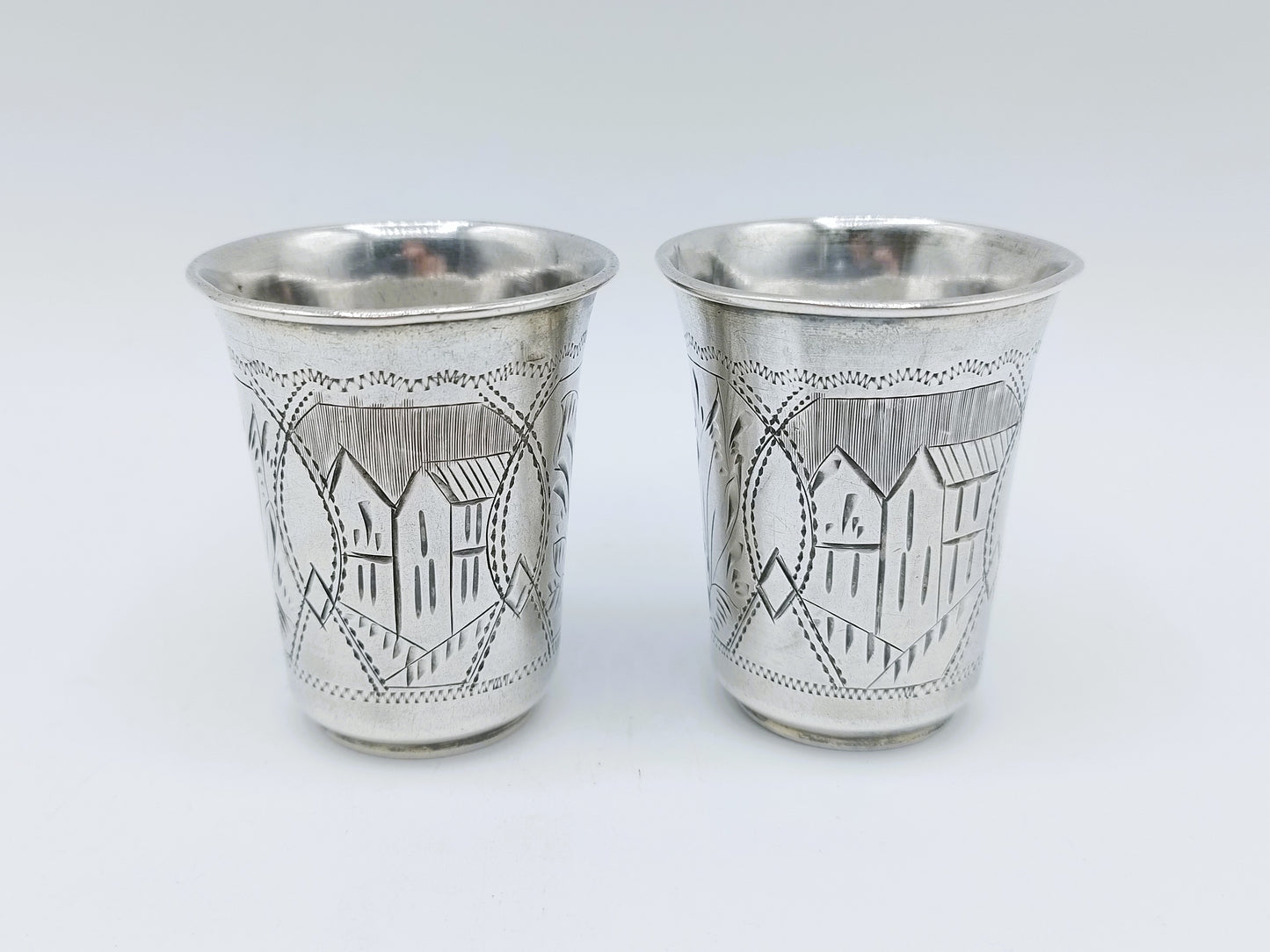 2 Silver kiddush cup, K. Peisakhov, Tula, ca. 1890