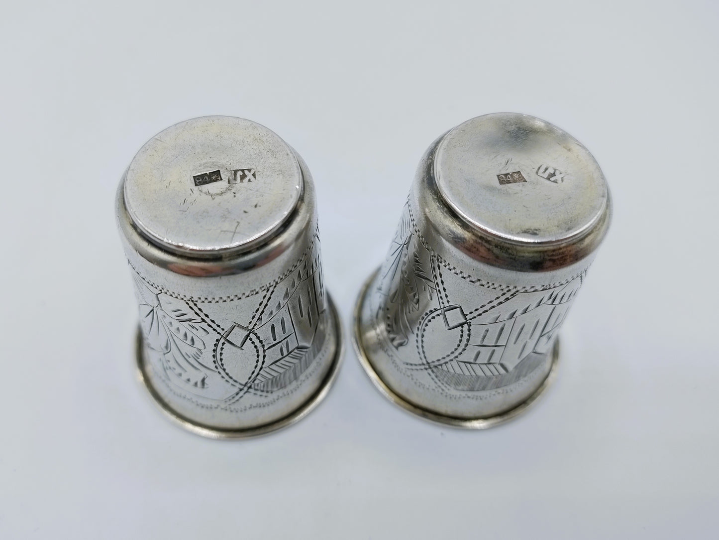 2 Silver kiddush cup, K. Peisakhov, Tula, ca. 1890