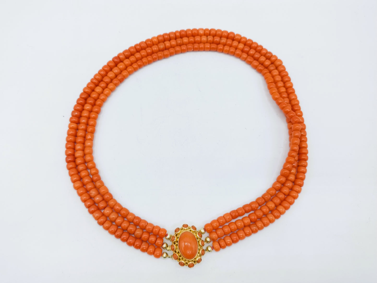 Rote Korallenkette mit Goldverschluss, Amsterdam, 40-44 cm