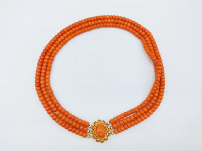 Rote Korallenkette mit Goldverschluss, Amsterdam, 40-44 cm