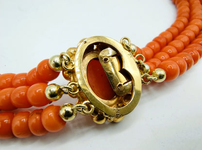 Rote Korallenkette mit Goldverschluss, Amsterdam, 40-44 cm