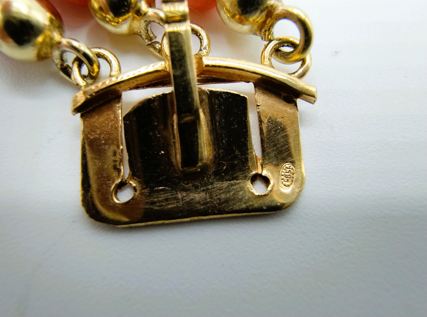 Rote Korallenkette mit Goldverschluss, Amsterdam, 40-44 cm