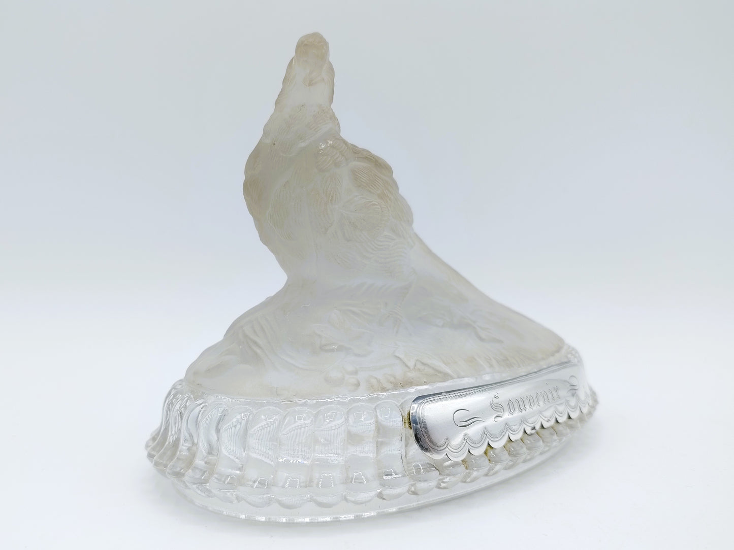 Crystal pheasant with silver plaque