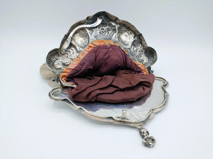 Silberner Geldbörsenverschluss mit Perlenbeutel, W. Deves, Meppel, 1826