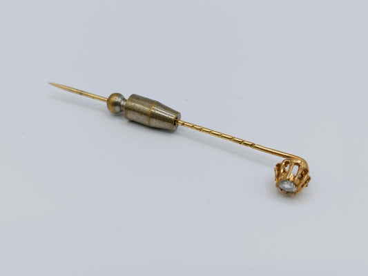 Goldene Krawatten- oder Anstecknadel mit Rosendiamant
