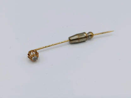 Gold tie or lapel pin with rose diamond