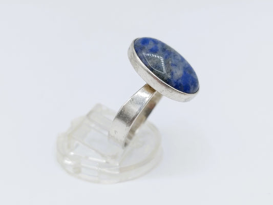 Zilveren ring met blauwe kleursteen, universele maat