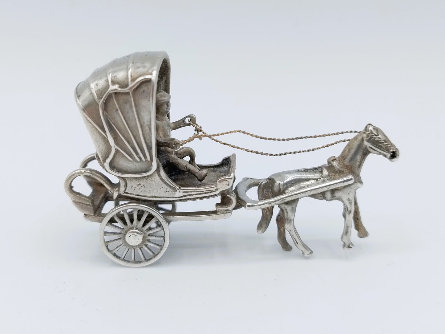 Zilveren miniatuur huifkar, J.W. van Waveren, Haarlem