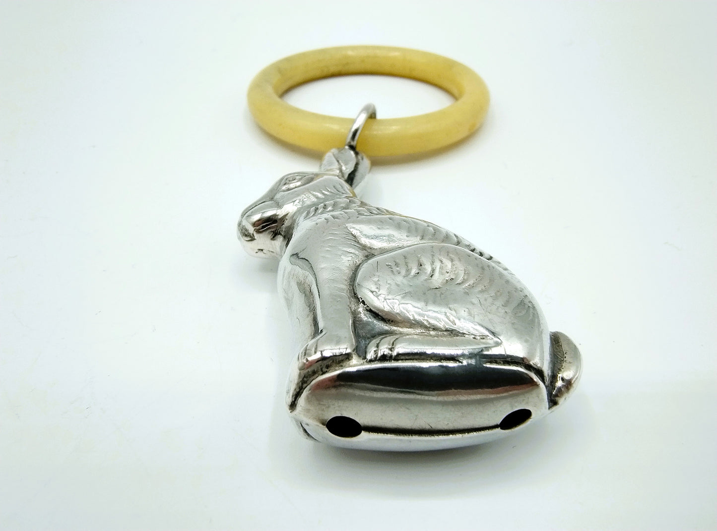 Silver rattle on teething ring, rabbit, 835 