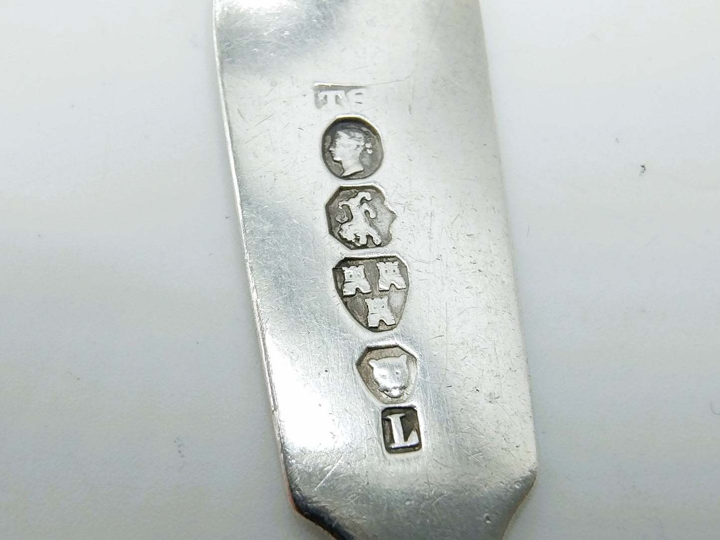 Silver salt or mustard spoon, T. Sewell I, Newcastle, 1850