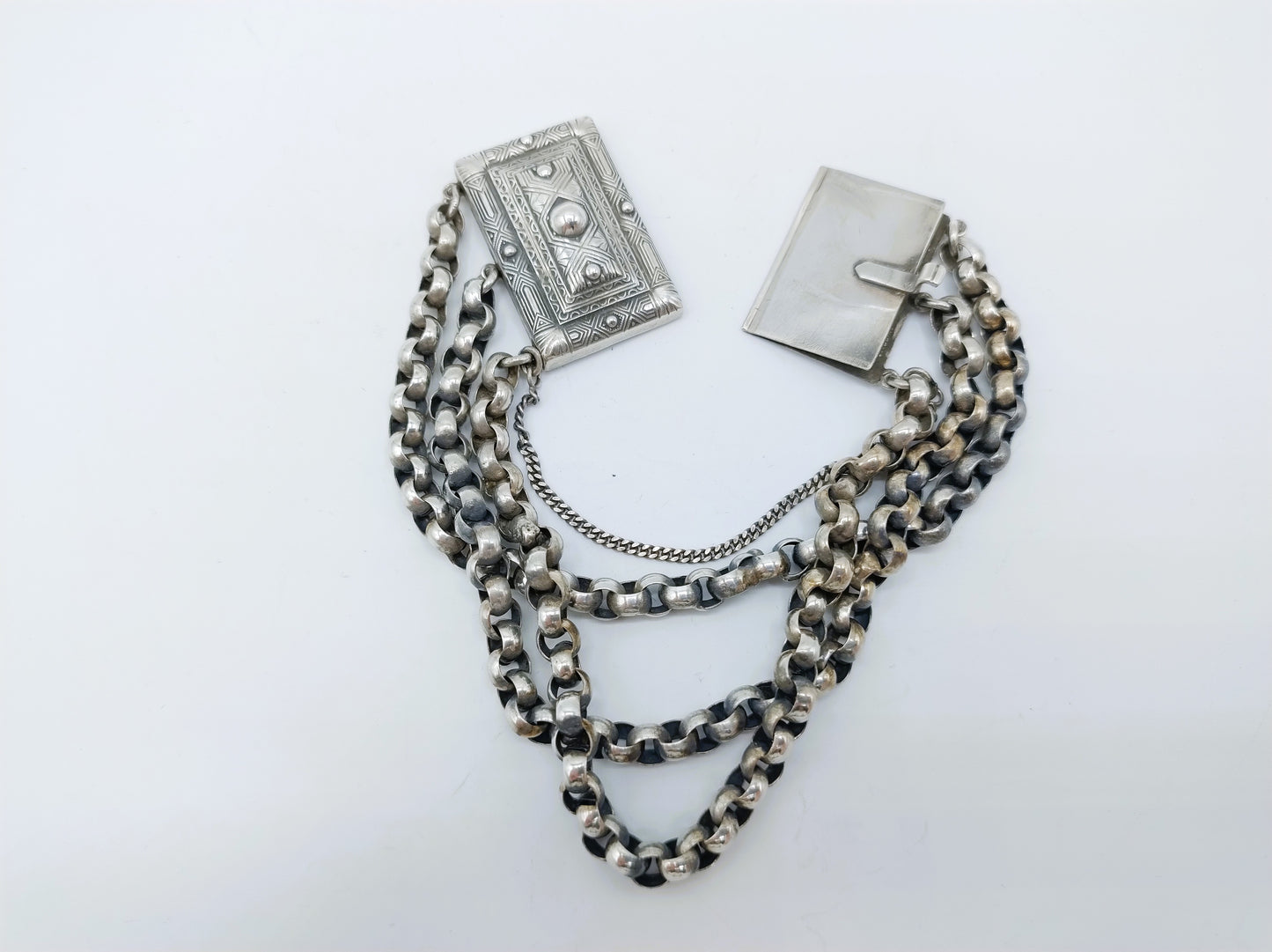 Vintage silver bracelet with jasseron link, 18.5 cm