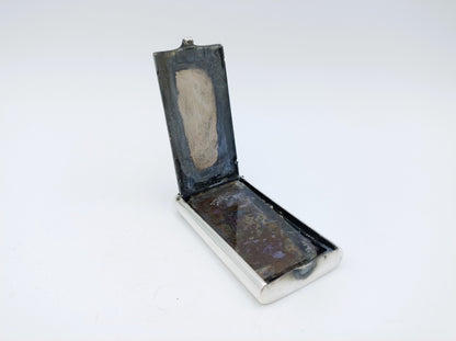 Silver box with stamp pad and glass plate