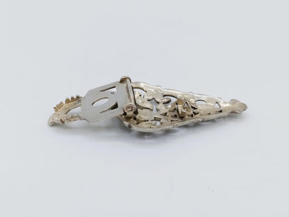 Silver clip brooch with marcasite