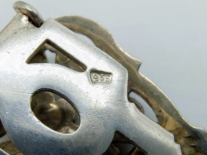 Silver clip brooch with marcasite
