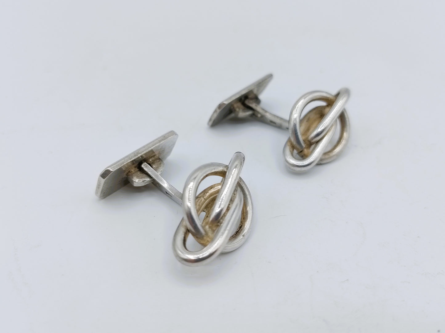 Zilveren manchetknopen met knoop, 925