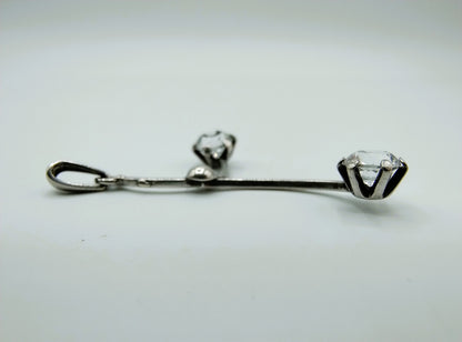 Silver design pendant with 2 zirconias