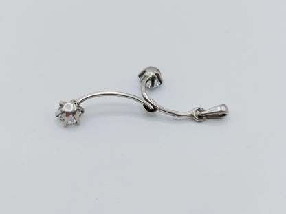 Silver design pendant with 2 zirconias