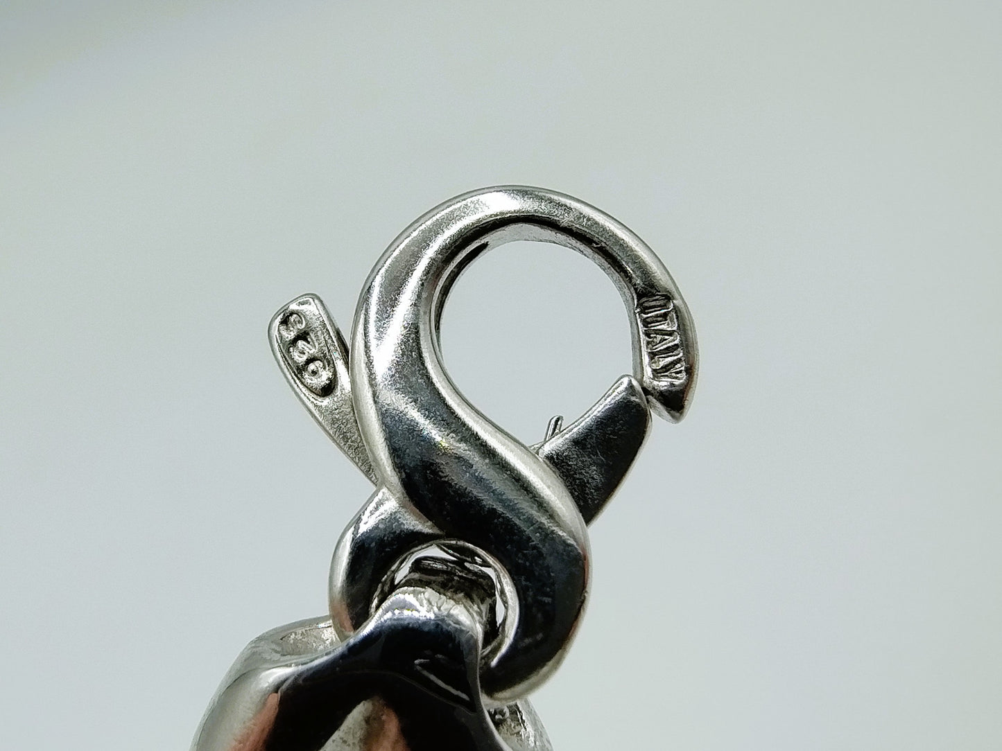 Leather bracelet with silver balls and clasp, Italy, 19 cm
