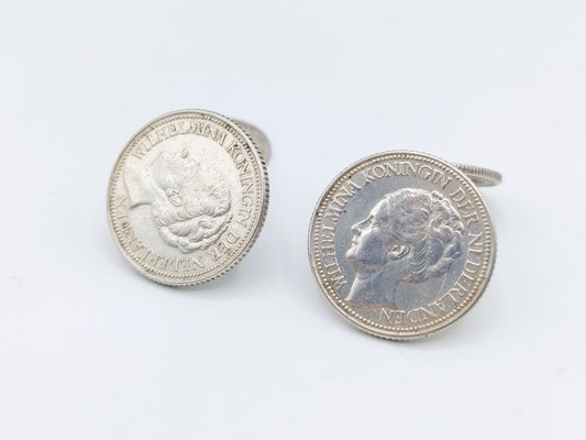 Silberne Manschettenknöpfe zu 10 und 25 Cent, Wilhelmina