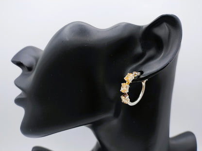 Silver hoop earrings with smoky quartz