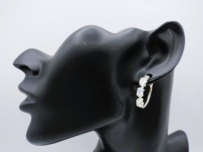 Silver hoop earrings with moonstone