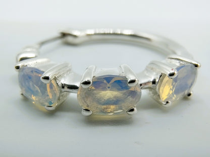 Silver hoop earrings with moonstone