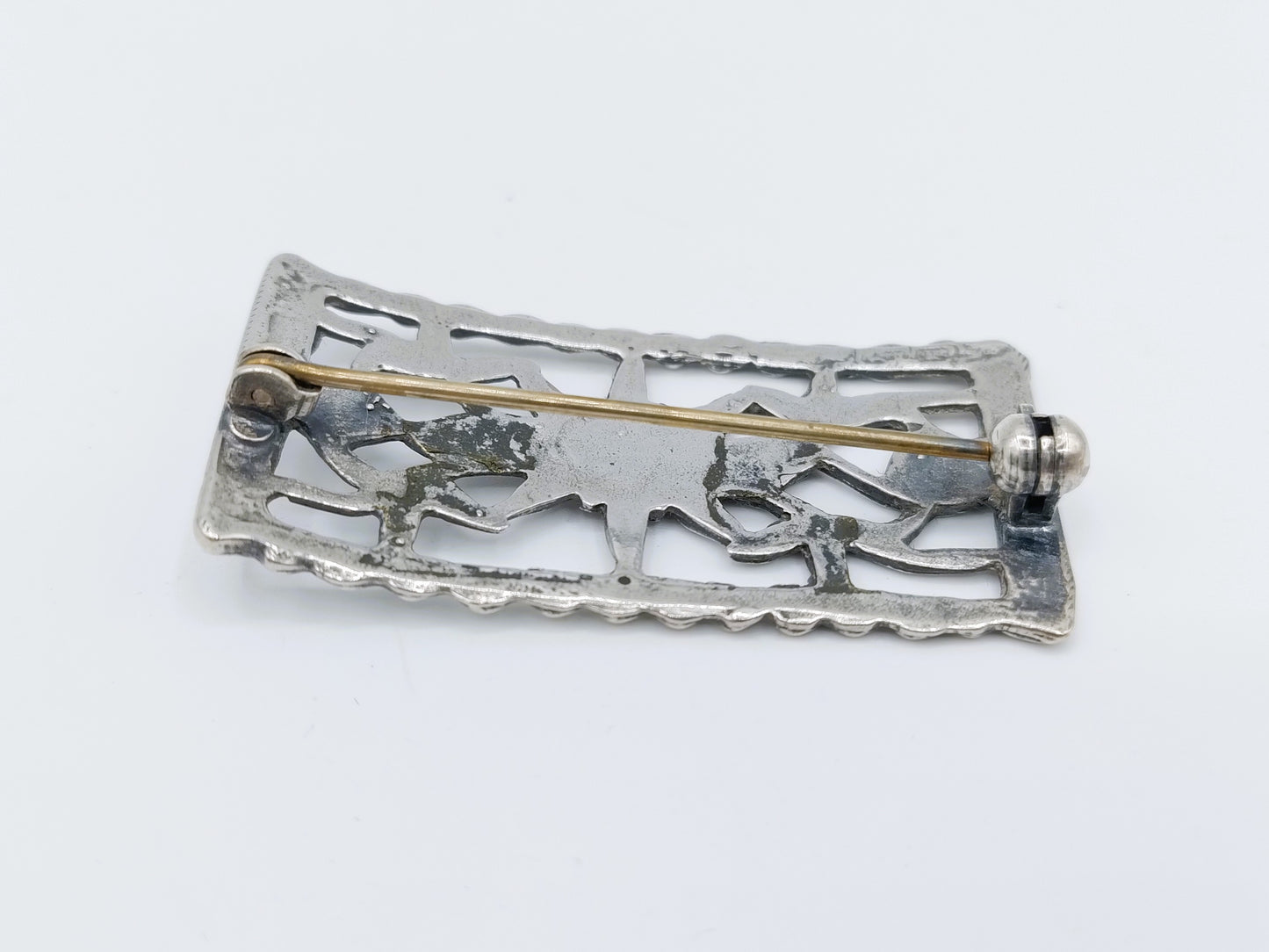 Silver Bible lock brooch 