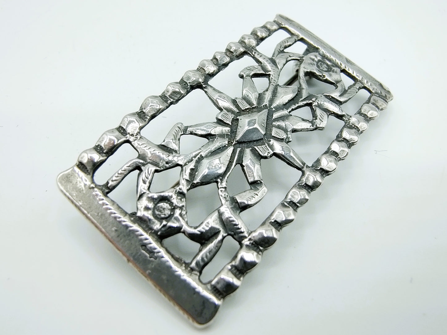 Silver Bible lock brooch 