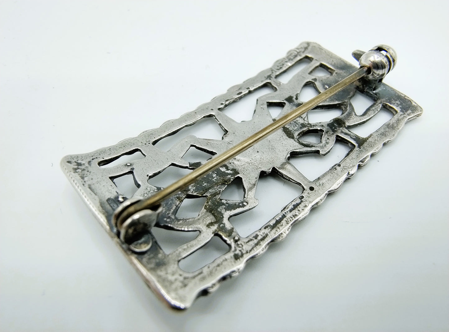 Silver Bible lock brooch 