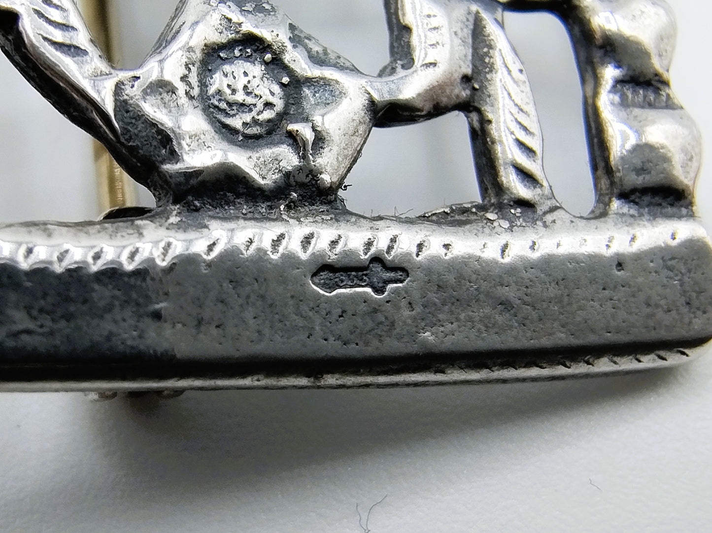 Silver Bible lock brooch 