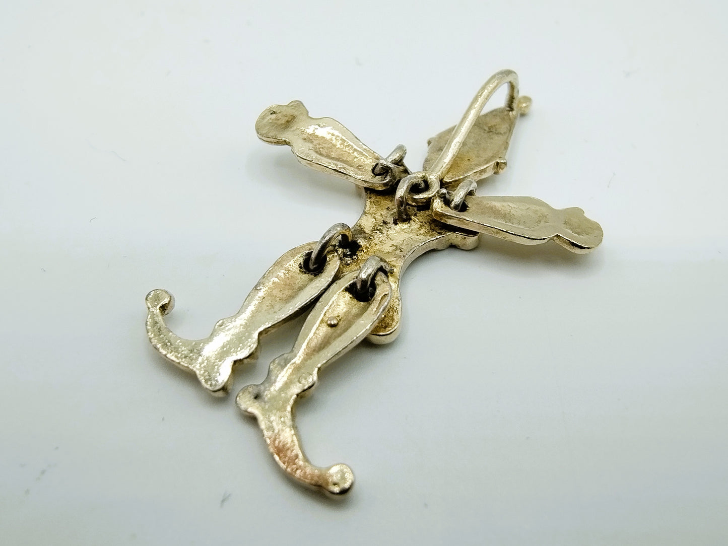 Silver clown pendant with movable parts