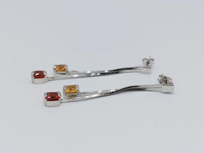 Silver designer earrings, long model