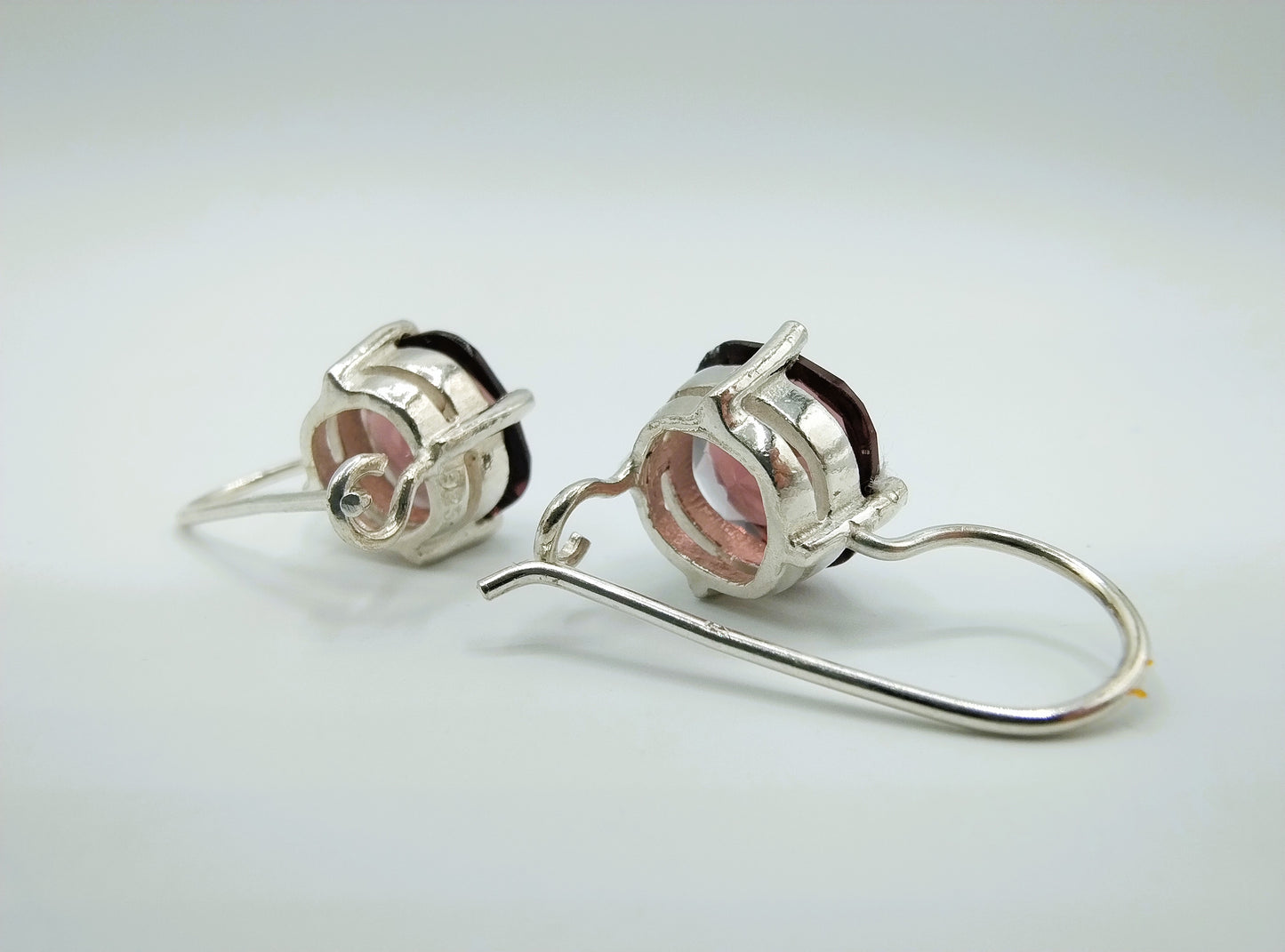 Silver hoop earrings with smoky quartz