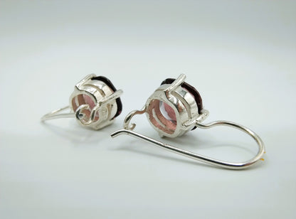 Silver hoop earrings with smoky quartz
