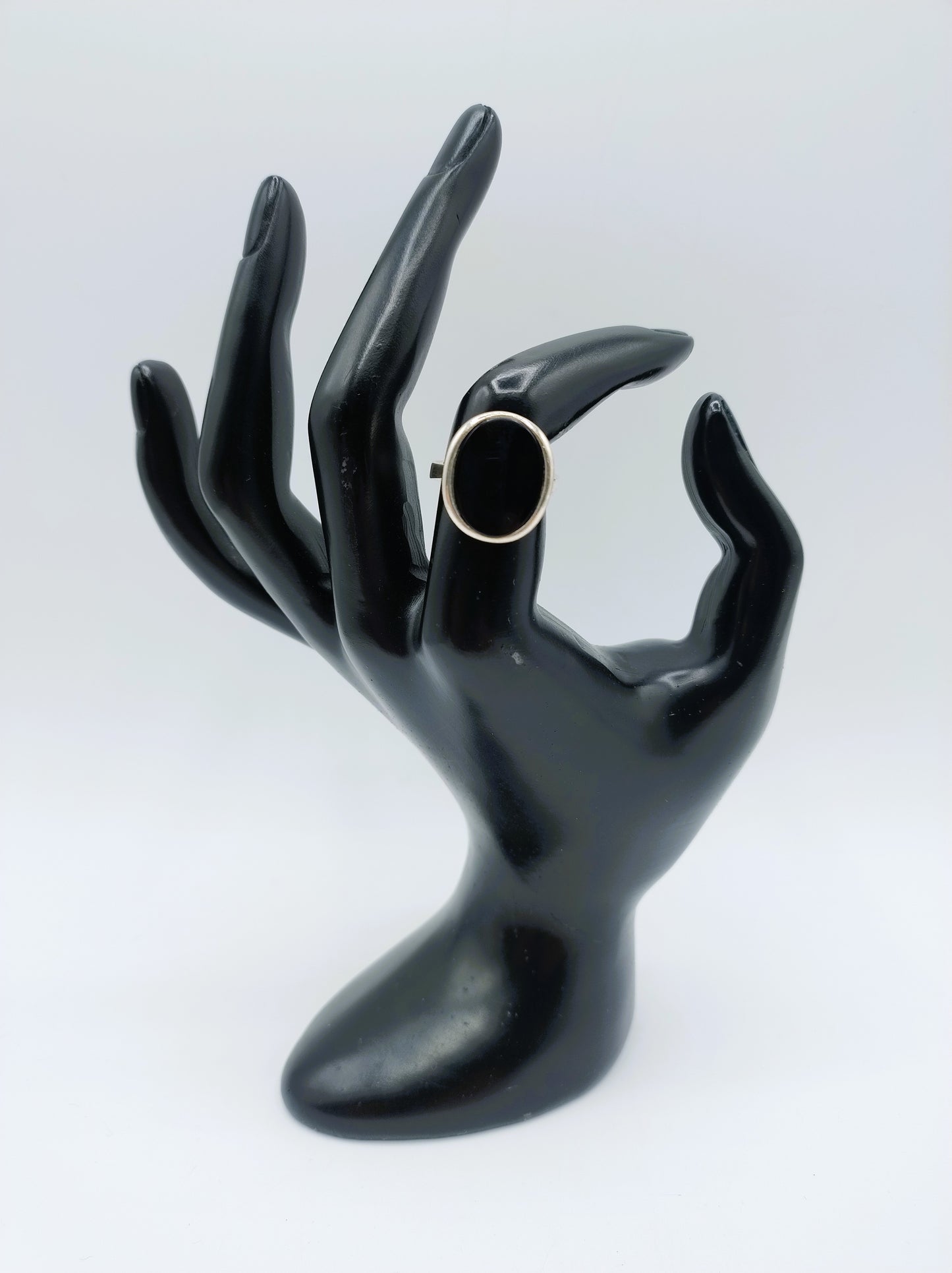 Silver ring with Onyx, 835, 18 mm