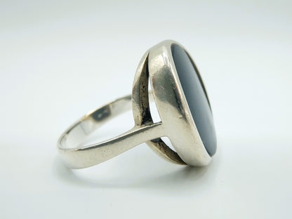 Silver ring with Onyx, 835, 18 mm