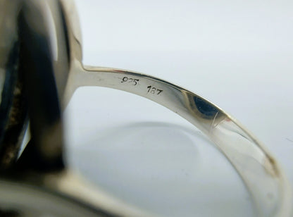 Silver ring with Onyx, 835, 18 mm