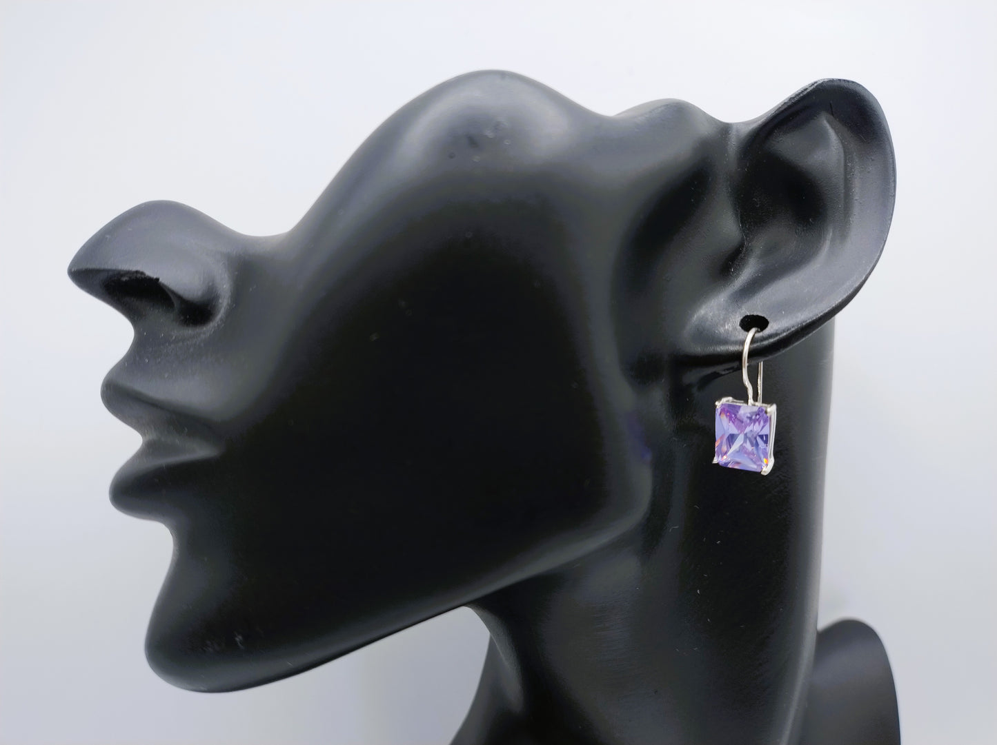 Silver hoop earrings with smoky quartz