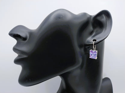 Silver hoop earrings with smoky quartz