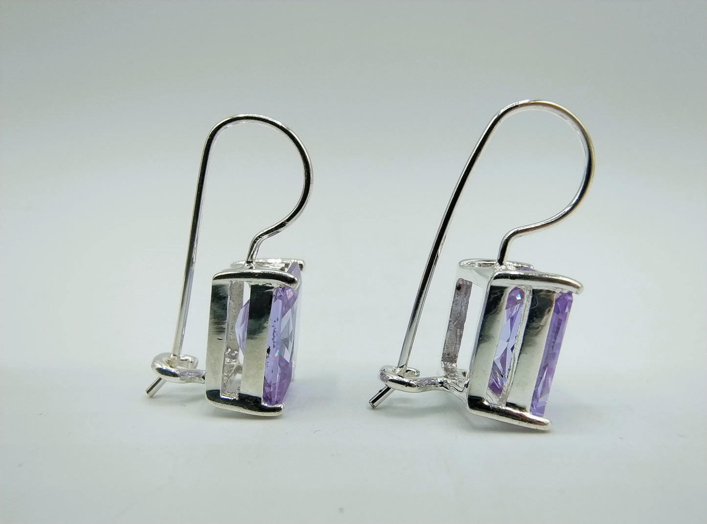 Silver hoop earrings with smoky quartz