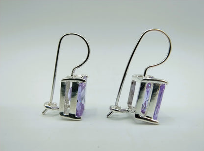 Silver hoop earrings with smoky quartz